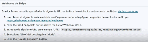 instrucciones webhooks stripe