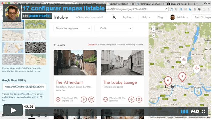 Cómo configurar los mapas en Listable con Google Maps y Mapbox 1