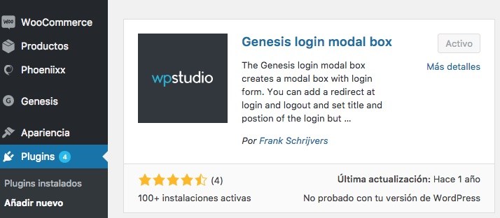 genesis login modal box
