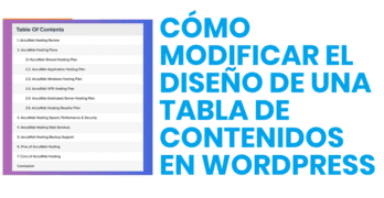 tabla contenidos diseño personalizado