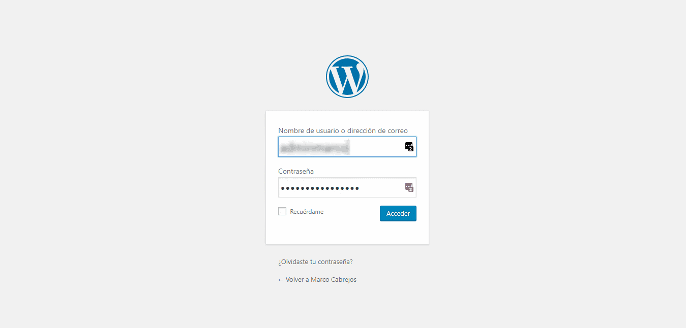 loguearse WordPress